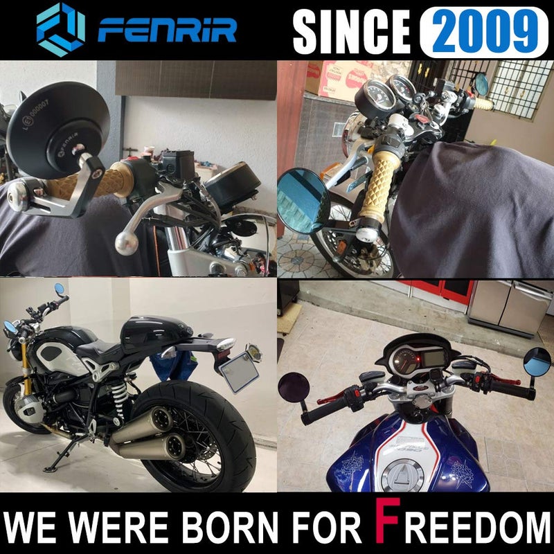 FENRIR CNC Aluminum Alloy Round Cafe Racer Retro Black Motorcycle Bar End Mirrors Side 22MM 7/8" Inch Handlebar Mirror Universal Rear View For M8/M6 Sport Naked Street Bike Cruiser Minimoto Scooter - Image 5